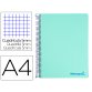 Cuaderno espiral liderpapel a4 micro wonder tapa plastico 120h 90 gr cuadro 5mm 5 banda 4 taladro color verde turquesa