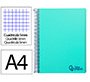Cuaderno espiral liderpapel a4 micro wonder tapa plastico 120h 90gr cuadro 5mm 5 banda 4 taladro color verde turquesa