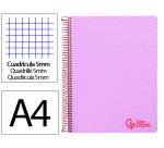 Cuaderno espiral liderpapel a4 micro wonder tapa plastico 120h 90gr cuadro 5mm 5 banda 4 taladros color lila