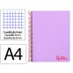 Cuaderno espiral liderpapel a4 micro wonder tapa plastico 120h 90 gr cuadro 5mm 5 banda 4 taladros color lila