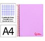 Cuaderno espiral liderpapel a4 micro wonder tapa plastico 120h 90gr cuadro 5mm 5 banda 4 taladros color lila