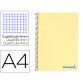 Cuaderno espiral liderpapel a4 wonder tapa plastico 80h 90gr cuadro 4mm con margen color amarillo