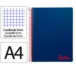 Cuaderno espiral liderpapel a4 micro wonder tapa plastico 120h 90gr cuadro 5mm 5 banda 4 taladros color azul marino