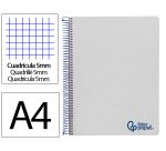 Cuaderno espiral liderpapel a4 micro wonder tapa plastico 120h 90gr cuadro 5mm 5 bandas 4 taladros color gris