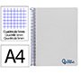 Cuaderno espiral liderpapel a4 micro wonder tapa plastico 120h 90gr cuadro 5mm 5 bandas 4 taladros color gris