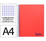 Cuaderno espiral liderpapel a4 micro wonder tapa plastico 120h 90gr cuadro 5mm 5 bandas 4 taladros color rojo