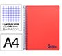 Cuaderno espiral liderpapel a4 micro wonder tapa plastico 120h 90gr cuadro 5mm 5 bandas 4 taladros color rojo