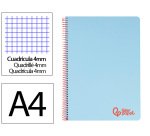 Cuaderno espiral liderpapel a4 wonder tapa plastico 80h 90gr cuadro 4mm con margen color azul