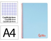 Cuaderno espiral liderpapel a4 wonder tapa plastico 80h 90gr cuadro 4mm con margen color azul