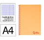 Cuaderno espiral liderpapel a4 wonder tapa plastico 80h 90gr cuadro 4mm con margen color naranja