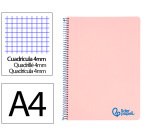 Cuaderno espiral liderpapel a4 wonder tapa plastico 80h 90gr cuadro 4mm con margen color rosa