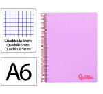 Cuaderno espiral liderpapel a6 micro wonder tapa plastico 120h 90 gr cuadro 5mm 4 bandas color violeta