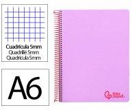 Cuaderno espiral liderpapel a6 micro wonder tapa plastico 120h 90 gr cuadro 5mm 4 bandas color violeta