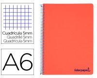 Cuaderno espiral liderpapel a6 micro wonder tapa plastico 120h 90 gr cuadro 5mm 4 bandas color rojo