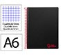 Cuaderno espiral liderpapel a6 micro wonder tapa plastico 120h 90 gr cuadro 5mm 4 bandas color negro