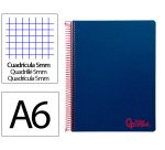 Cuaderno espiral liderpapel a6 micro wonder tapa plastico 120h 90 gr cuadro 5mm 4 bandas color azul marino