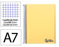 Cuaderno espiral liderpapel a7 micro wonder tapa plastico 100h 90gr cuadro 5mm 4 bandas color amarillo