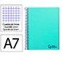 Cuaderno espiral liderpapel a7 micro wonder tapa plastico 100h 90gr cuadro 5mm 4 bandas color verde pastel turquesa