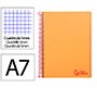 Cuaderno espiral liderpapel a7 micro wonder tapa plastico 100h 90gr cuadro 5mm 4 bandas color naranja