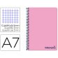 Cuaderno espiral liderpapel a7 micro wonder tapa plastico 100h 90 gr cuadro 5mm 4 bandas color rosa