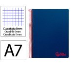 Cuaderno espiral liderpapel a7 micro wonder tapa plastico 100h 90gr cuadro 5mm 4 bandas color azul marino