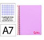 Cuaderno espiral liderpapel a7 micro wonder tapa plastico 100h 90gr cuadro 5mm 4 bandas color violeta