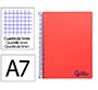 Cuaderno espiral liderpapel a7 micro wonder tapa plastico 100h 90gr cuadro 5mm 4 bandas color rojo