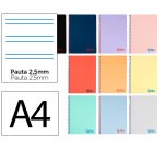 Cuaderno espiral liderpapel a4 wonder tapa plastico 80h 90gr pauta estrecha 2,5mm con margen colores surtidos