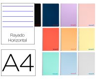 Cuaderno espiral liderpapel a4 wonder tapa plastico 80h 90gr rayado horizontal con margen colores surtidos