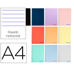 Cuaderno espiral liderpapel a4 wonder tapa plastico 80h 90gr rayado horizontal con margen colores surtidos