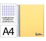 Cuaderno espiral liderpapel a4 micro wonder tapa plastico 120h 90gr cuadro 5mm 5 banda 4 taladros color amarillo