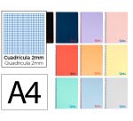 Cuaderno espiral liderpapel a4 wonder tapa plastico 80h 90gr milimetrado 2mm con margen colores surtidos