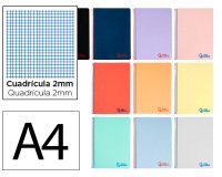 Cuaderno espiral liderpapel a4 wonder tapa plastico 80h 90gr milimetrado 2mm con margen colores surtidos