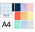 Cuaderno espiral liderpapel a4 wonder tapa plastico 80h 90gr rayado nº46 colores surtidos