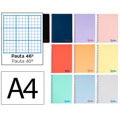 Cuaderno espiral liderpapel a4 wonder tapa plastico 80h 90gr rayado nº46 colores surtidos