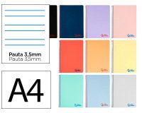 Cuaderno espiral liderpapel a4 wonder tapa plastico 80h 90gr pauta ancha 3,5mm con margen colores surtidos