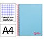 Cuaderno espiral liderpapel a4 micro wonder tapa plastico 120h 90gr cuadro 5mm 5 banda 4 taladros color celeste