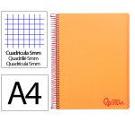 Cuaderno espiral liderpapel a4 micro wonder tapa plastico 120h 90gr cuadro 5mm 5 banda 4 taladros color naranja