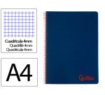 Cuaderno espiral liderpapel a4 wonder tapa plastico 80h 90gr cuadro 4mm con margen color azul marino