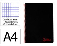Cuaderno espiral liderpapel a4 wonder tapa plastico 80h 90gr cuadro 4mm con margen color negro