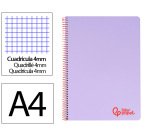Cuaderno espiral liderpapel a4 wonder tapa plastico 80h 90gr cuadro 4mm con margen color violeta
