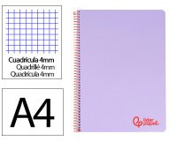 Cuaderno espiral liderpapel a4 wonder tapa plastico 80h 90gr cuadro 4mm con margen color violeta