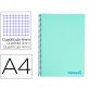 Cuaderno espiral liderpapel a4 wonder tapa plastico 80h 90gr cuadro 4mm con margen color verde