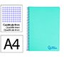 Cuaderno espiral liderpapel a4 wonder tapa plastico 80h 90gr cuadro 4mm con margen color verde pastel