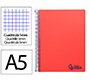Cuaderno espiral liderpapel a5 micro wonder tapa plastico 120h 90gr cuadro 5mm 5 bandas 6 taladros color rojo