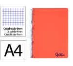 Cuaderno espiral liderpapel a4 wonder tapa plastico 80h 90gr cuadro 4mm con margen color rojo