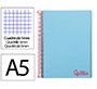 Cuaderno espiral liderpapel a5 micro wonder tapa plastico 120h 90gr cuadro 5mm 5 bandas 6 taladros color celeste