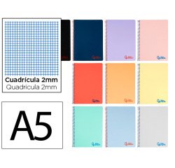 Cuaderno espiral liderpapel a5 wonder tapa plastico 80h 90g milimetrado 2mm colores surtidos