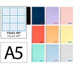 Cuaderno espiral liderpapel a5 wonder tapa plastico 80h 90g rayado nº46 colores surtidos