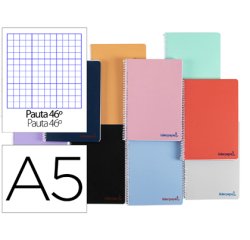 Cuaderno espiral liderpapel a5 wonder tapa plastico 80h 90g rayado nº46 colores surtidos